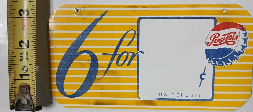 Винтажный 1950-х «PEPSI COLA» «6 для» металлический вешалка полка знак... редкая находка!! - Изображение 1 из 3