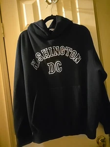 Washington DC Hoodie Adult Large Black Long Sleeve Spell Out Embroidered Men’s - Picture 1 of 5
