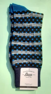 GH Bass Men’s Crew Socks  Blue  Gray Size 6-12 AR219 - Picture 1 of 7