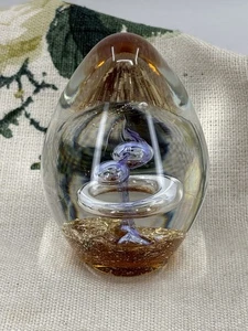 VINTAGE Lesser & Pavey "Apollo" eiförmiger klarer Bubble Art Glas Briefbeschwerer - Bild 1 von 8
