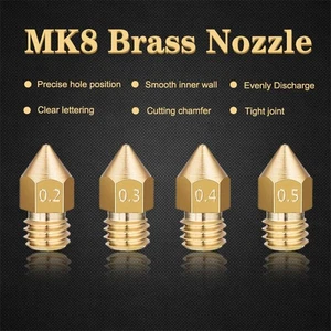 4x MK8 Copper Nozzle 0.2-0.5mm Extruder MK8 Thread Brass Nozzle 1.75mm Filament - Picture 1 of 6