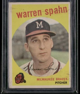 Warren Spahn 1959 Topps Milwaukee Braves #40b - Picture 1 of 2