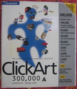 Clickart 300,000 Premiere Image Pak 20 CD Set! Software + Book by Broderbund - Picture 1 of 3