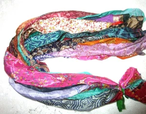 PRI 12 yards Unstitched Recycled ART SILK BLEND Sari Ribbon MIXED Skeins CRAFT - Picture 1 of 3