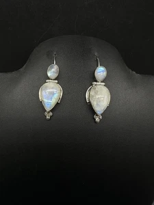Blue Moonstone Infinity Love 925 Sterling Silver Dangle Earrings - Picture 1 of 9