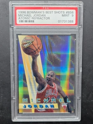🔥 1996 BOWMAN'S BEST SHOT МАЙКЛ ДЖОРДАН #BS6 АТОМНЫЙ РЕФРАКТОР КАК НОВЫЙ PSA 9 🔥 - Изображение 1 из 4