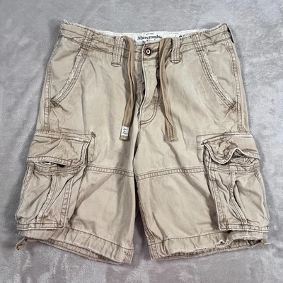 Abercrombie & Fitch Cargo Shorts Mens Size 31 Waist Beige Heavy Faded Distressed - Image 1 of 4