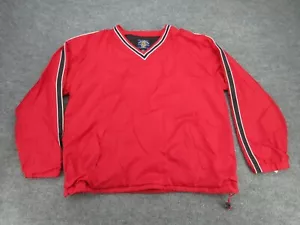 Steve & Barrys Jacket Mens Large Red V Neck Long Sleeve Golf Windbreaker Adult L - Picture 1 of 13