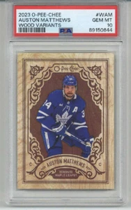 2023 UD OPC O-PEE-CHEE WOOD VARIANTS AUSTON MATTHEWS MAPLE LEAFS PSA 10 POP 3 - Picture 1 of 2