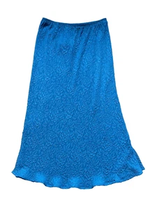URU Long Skirt size L-XL Made In USA NWT Peacock Teal 100% Textured Silk $220 - Picture 1 of 8