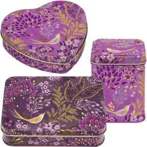 3 CAJAS DE HOJALATA SARA MILLER SONGBIRD HOGAR COCINA DULCE ALMACENAMIENTO BARATIJA REGALO DE CUMPLEAÑOS - Imagen 1 de 5