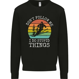 Skiing Dont Follow Me Ski Skier Funny Kids Sweatshirt Jumper - Picture 1 of 87
