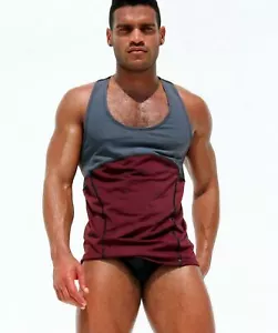 RUFSKIN! Tank top Trace Maroon Sport Stretch Nylon Muscle Definition 17 - Picture 1 of 8