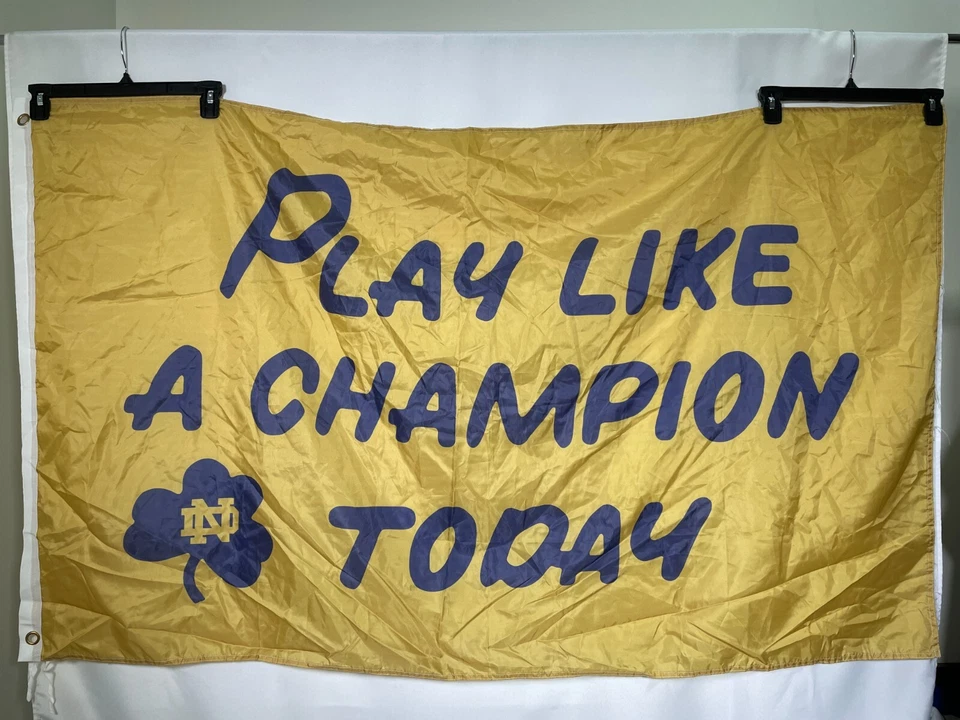 Notre Dame Fighting Irish NCAA Play Like A Champion Slogan 3x5' Gold Team Flag - Image 1 of 4