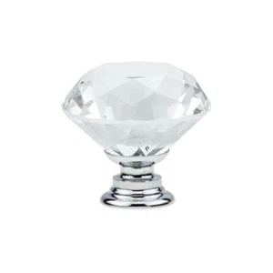CLEAR CRYSTAL DIAMOND GLASS DOOR KNOBS CUPBOARD DRAWER FURNITURE CABINET HANDLE - Picture 1 of 10