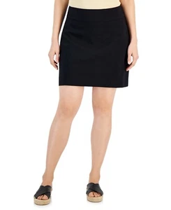 Jm Collection Petite Solid Pull-on Skort, Deep Black Sz-PM - Picture 1 of 4