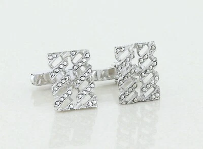 Gemelos vintage de plata esterlina con espalda de bala de marcasita para hombre Foto 1 de 4