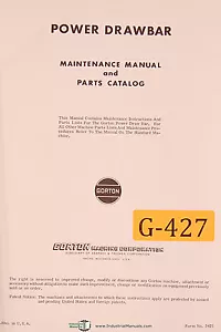 Barra de tracción eléctrica Gorton, fresadora, instrucciones y piezas manual - Imagen 1 de 2