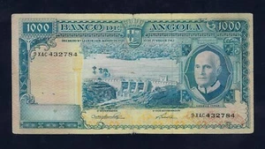 Portugal Angola 1000 Escudos 1962 P-96 rare date , note similar to P-98 - Picture 1 of 2