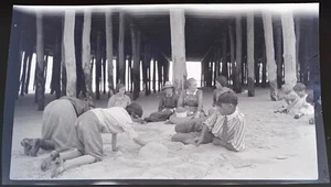 Playing by Boardwalk Pilings ~ Original Plastic Negative ~ Milford, DE Estate - Picture 1 of 3