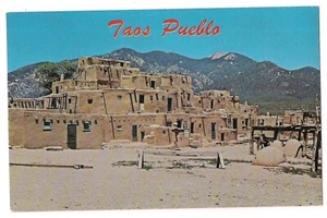 TAOS PUEBLO Northernmost Rio Grande Sacred Mountain New Mexico NM Postcard - Picture 1 of 2