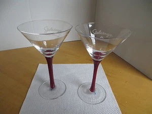 Stolichnaya Red Stem Martini / Cocktail Glasses Two (2) Advertising Barware - Picture 1 of 1
