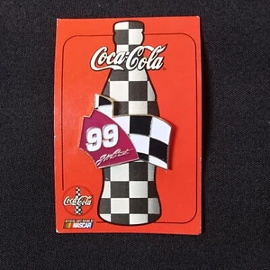 Vintage 1998 NASCAR Coca Cola Hat Lapel Pin Carded #99 Jeff Burton Crimson Flag - Picture 1 of 2