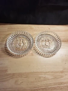 Pair Indiana Glass Pressed Glass Side/Trinket Dish,Pear Grape Motif,Sawtooth Rim - Picture 1 of 7
