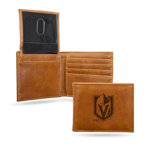 Las Vegas Golden Knights NHL Laser Engraved Brown Billfold Wallet Cover