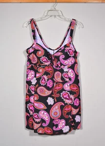Vestido de baño Island Pearls negro rosa naranja cachemira de una pieza traje talla 16 - Imagen 1 de 4