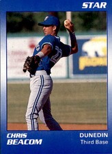 1990 Dunedin Blue Jays Star #1 Chris Beacom Winnetka Illinois IL Baseball Card