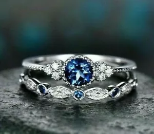 ANELLO CLASSICO A GRAPPOLO E IMPILABILE COLOR ZAFFIRO BLU MISURA 60 VERO AFFARE - Foto 1 di 1