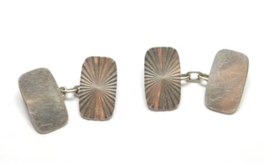 Gemelos vintage diseño Art Deco cara Sunburst plata de ley 925 5,2 g - Imagen 1 de 5