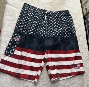 North 15 XXL Mens Stars & Stripes Board Shorts Tie Front Pockets - Picture 1 of 15