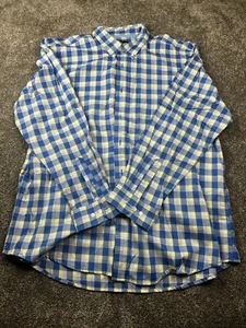 Camicia Club Room Uomo 2XL Quadrata Plaid Bottoni Casual Manica Lunga Blu - Foto 1 di 8