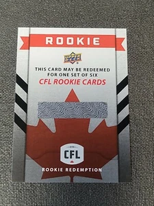 Tarjetas de canje 2016 Upper Deck CFL Update #REDR Rookie Redemption EXP 1:384 - Imagen 1 de 2