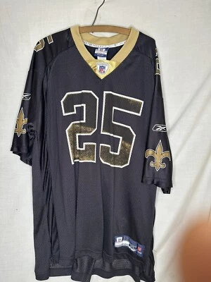 Camiseta de fútbol americano Reebok NFL New Orleans Saints Reggie Bush #25 negra dorada XL Foto 1 de 4