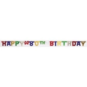 80th Birthday Banner Jointed Banner Happy Birthday 80th 6.2ft - Picture 1 of 1