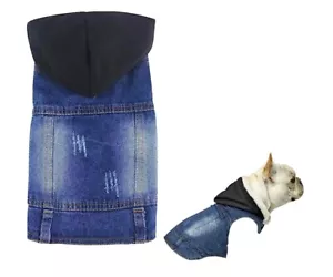 Dog Denim Jacket, Dog Jeans Jacket Cool Blue Denim CoatLapel - Picture 1 of 8