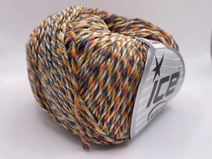Lorena Colorful DK Yarn 63409 Ice Yarns Orange Yellow Grey+ Cotton Acryl 50g174y - Picture 1 of 6