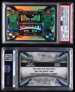 2014 Topps Chrome MLS One-Two Gold Refractor /50 Clint Dempsey Brad Evans PSA 10