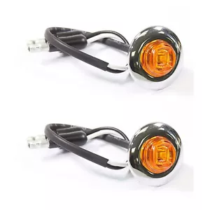 2 3/4" Bullet Amber Round LED Light with Chrome Bezel Side Marker Truck Trailer - Picture 1 of 1