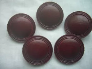BURGUNDY / OX BLOOD, LEATHER EFFECT COAT / JACKET SHANK BUTTONS x 5 FREE P&P - Picture 1 of 3