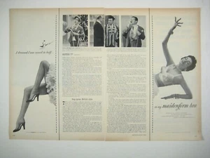 Vintage 1950s Maidenform Bra Print Ad Fishnet Legs Lingerie 2 Half Page - Picture 1 of 2