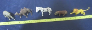 Lot of 5 African Safari Animals Hard Plastic Toys (Lion, Hippo, Zebra+) 2" H - Picture 1 of 3