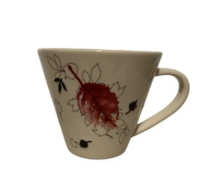 2007 10oz Starbucks Falling Leaves Cream w/Red Interior V-Shape Mug - Picture 1 of 6