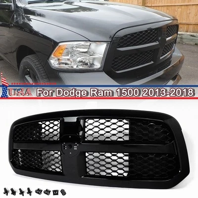 For 2013-2021 Dodge Ram 1500/1500 Classic Brilliant Black Front Grille Grill Foto 1 de 4