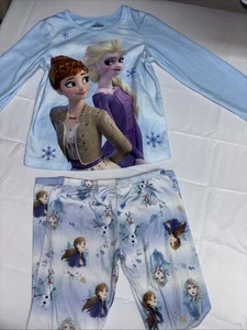 Disney Frozen Elsa Anna Pjs For Girls 6/6x 2 Piece Baby Blue Color - Picture 1 of 5