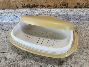 Vintage Tupperware Harvest Gold Microwave Steamer 3 Piece 1273 1274 1275 - Picture 1 of 3
