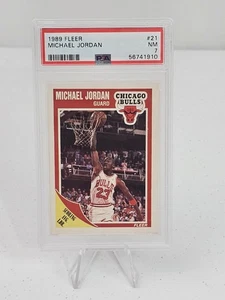 Fleer Michael Jordan #21 1989 PSA NM 7 Chicago Bulls - Foto 1 di 3